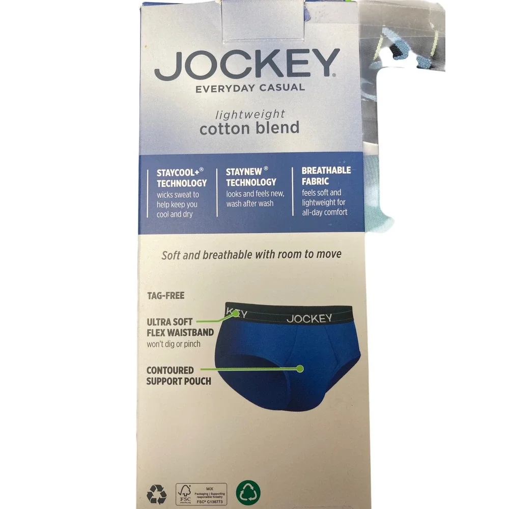 Jockey Men's Briefs 5 Pack Small 28-30 Lightweight Cotton Blend NIB Staycool‎